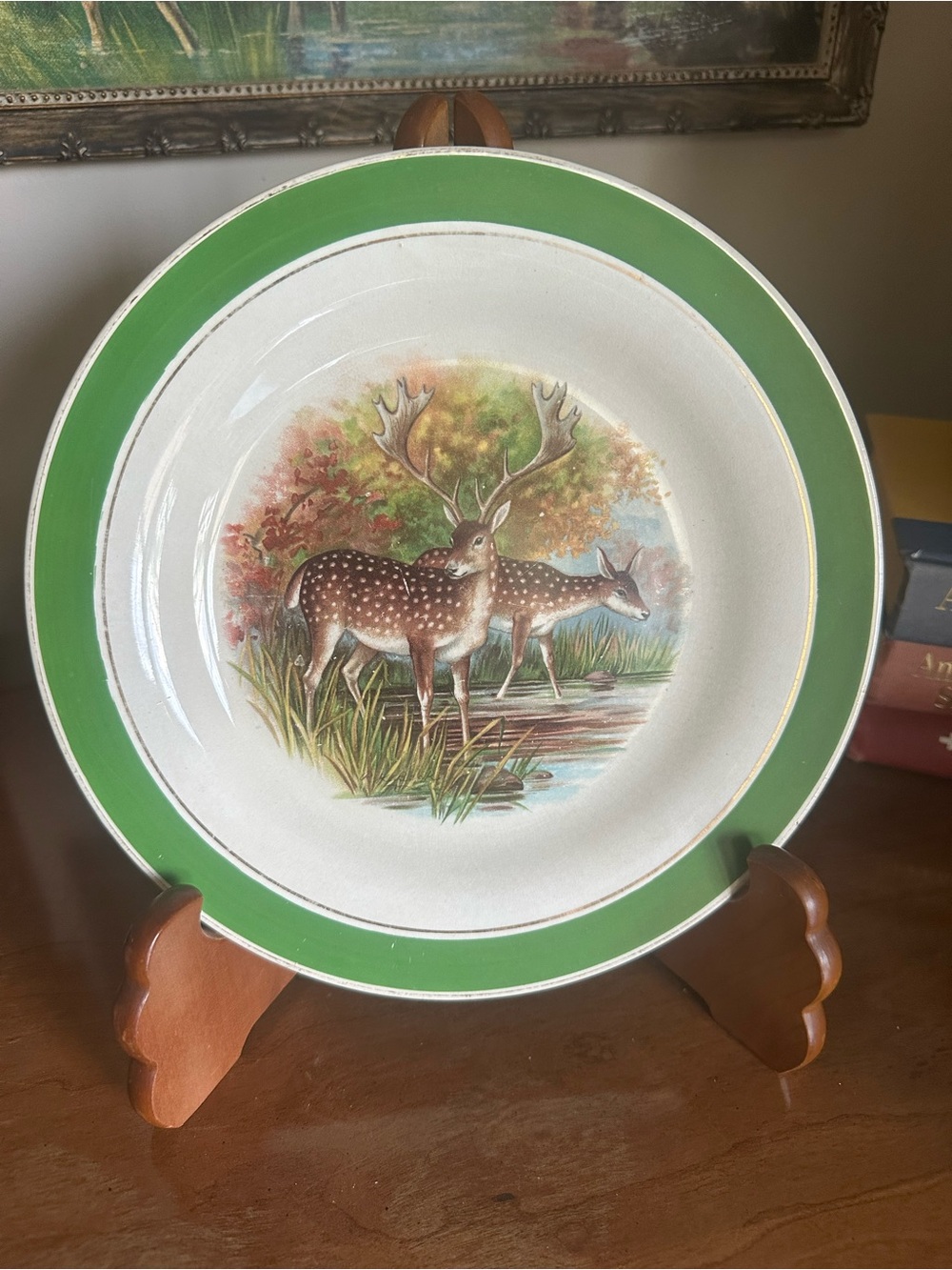Antique Buffalo Pottery Wild Game Transferware Plate by R.K Beck